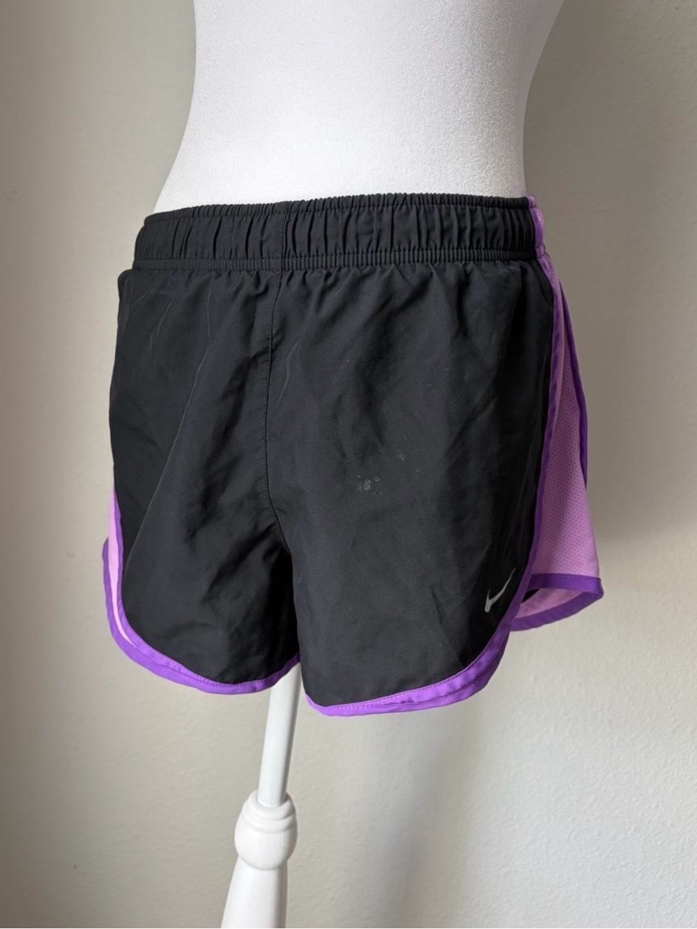 Nike Black Athletic Shorts with Purple Trim